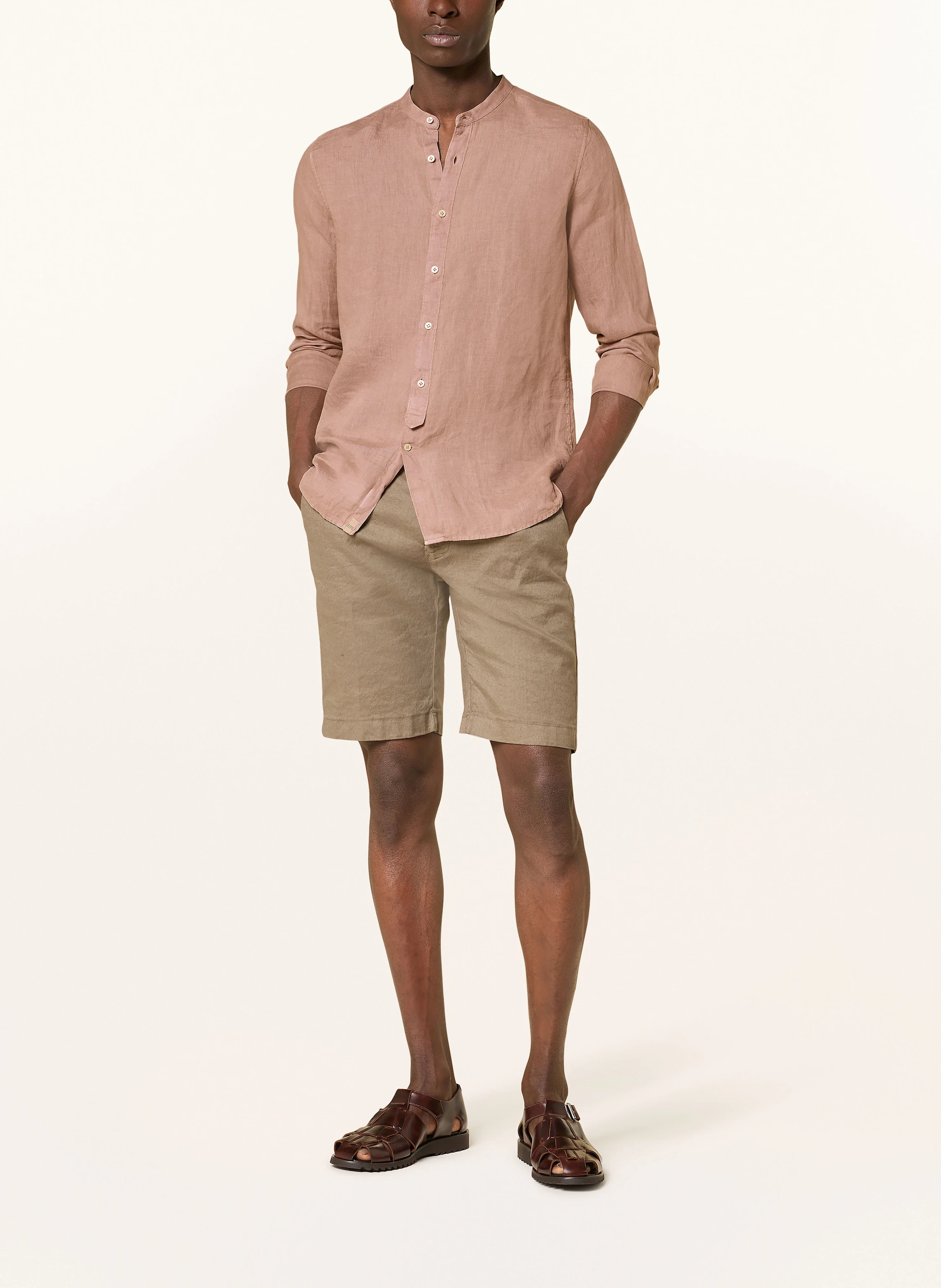 tintoria mattei Leinenhemd Slim Fit mit Stehkragen