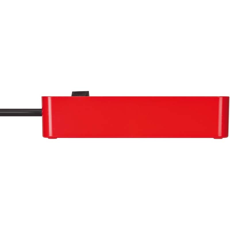 Brennenstuhl Ecolor 1153230070 3-voudige stekkerdoos met veiligheidsschakelaar 1.5m rood/zw