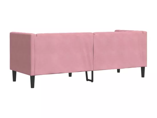 Canapé Chesterfield avec traversins 3 places rose velours