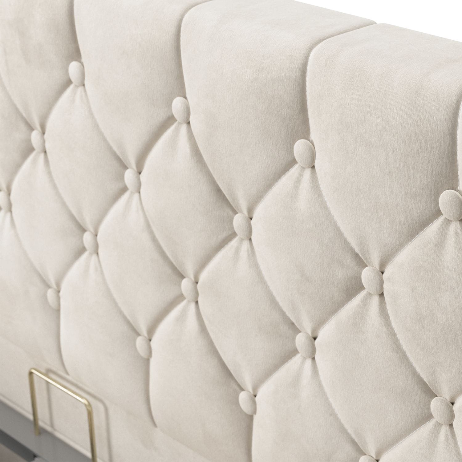 Juskys Polsterbett Nizza 120x200 cm - Matratze, Stauraum & LEDs - Samtbezug mit Steppung - Beige
