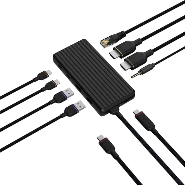 Unisynk 9-port 4K 100W USB-C hub (sort)