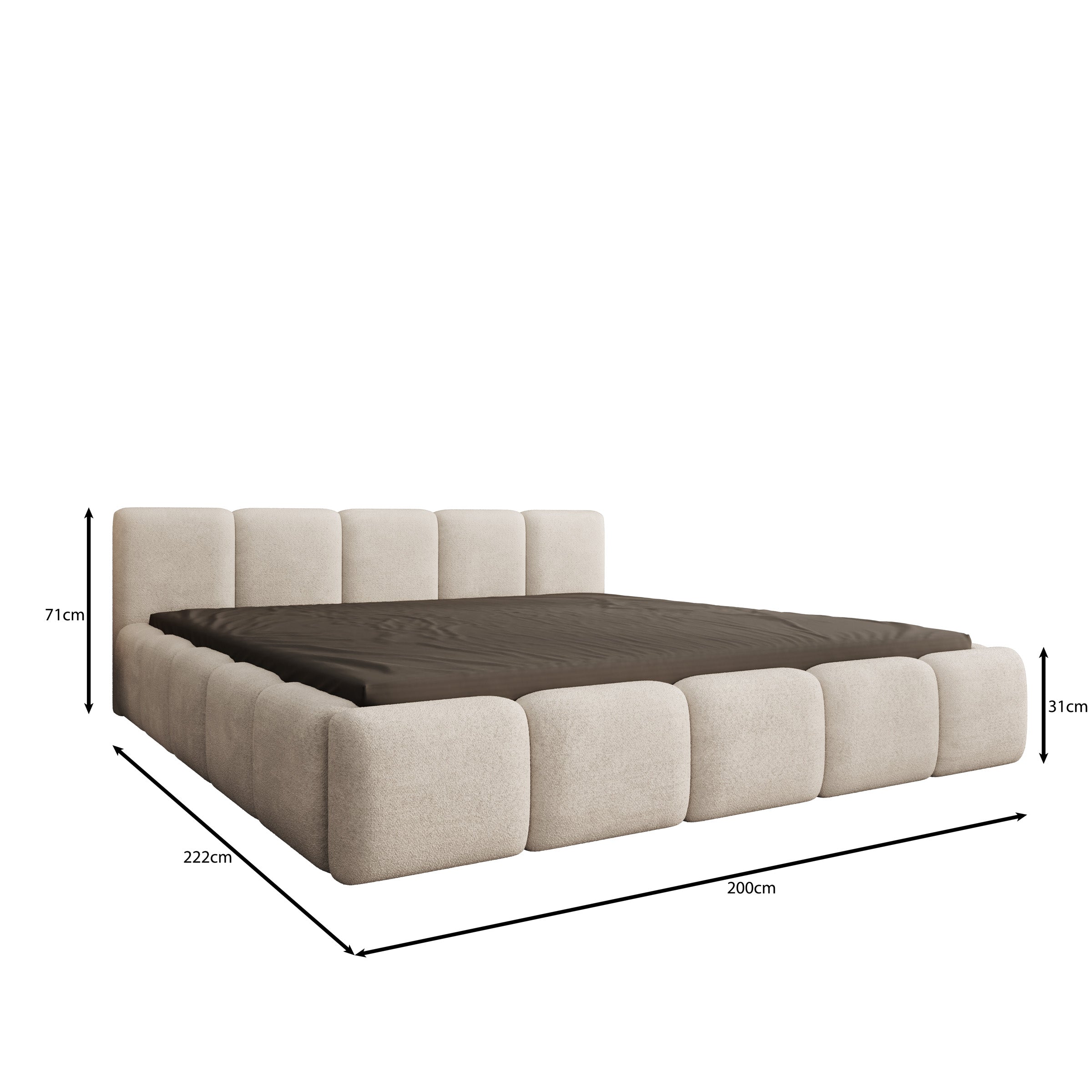 Karisma - Tweepersoonsbed met opbergruimte - Teddystof beige - 180x200 cm