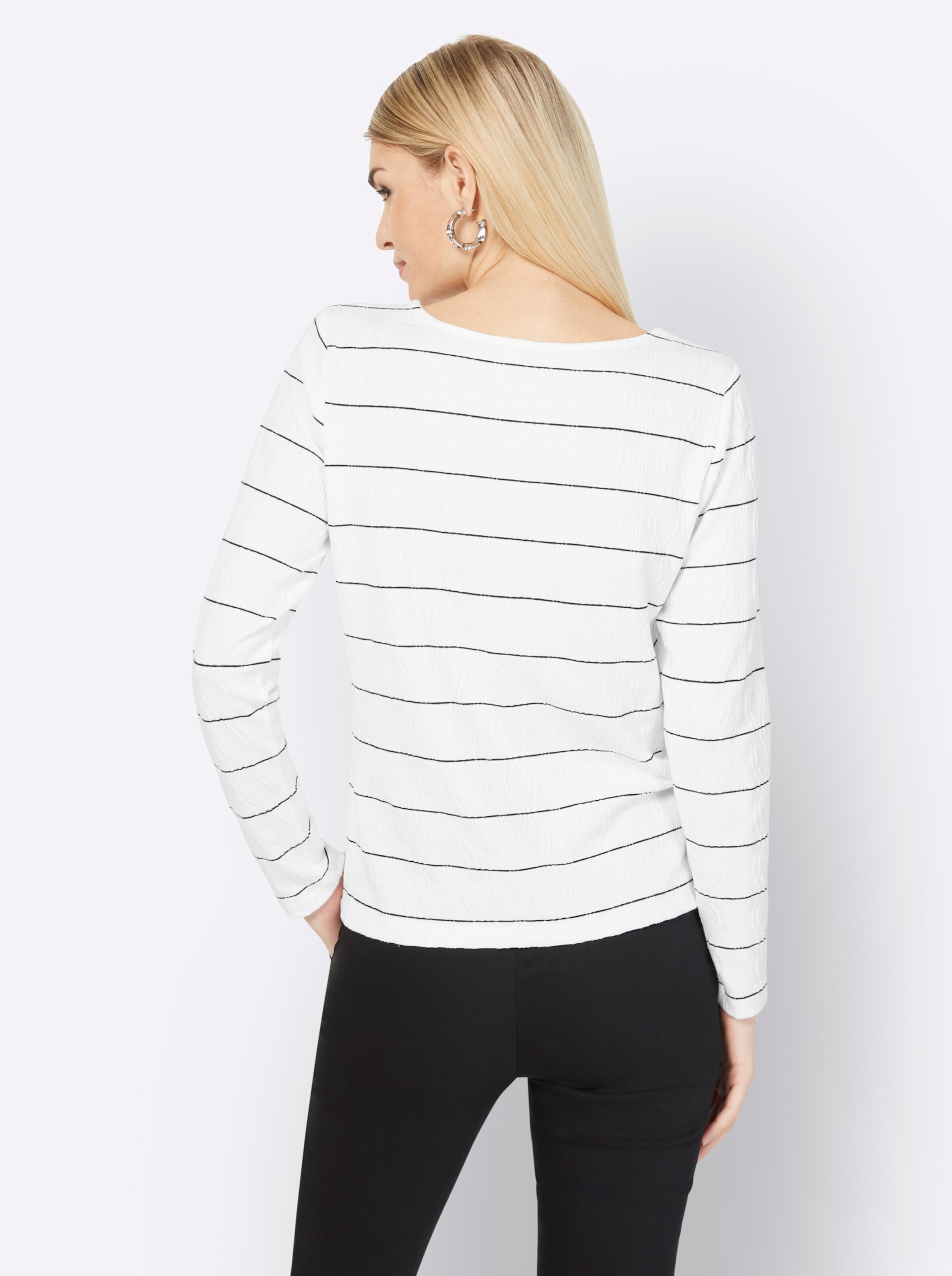 Shirt in weiß-schwarz-bedruckt