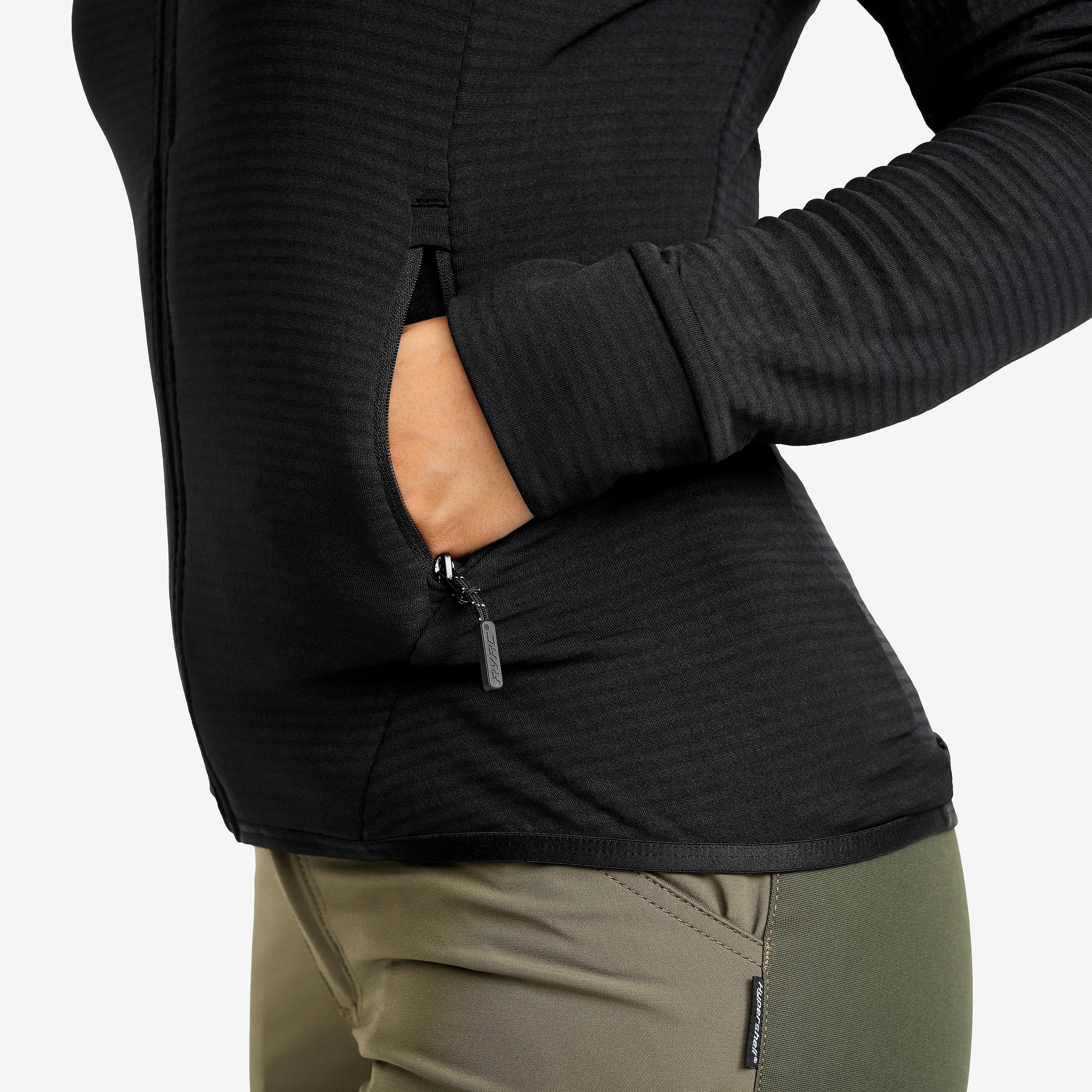 Waffle Hoodie Dame Black