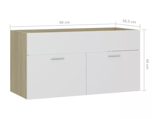 Armoire d'évier Blanc et chêne sonoma Bois d’ingénierie