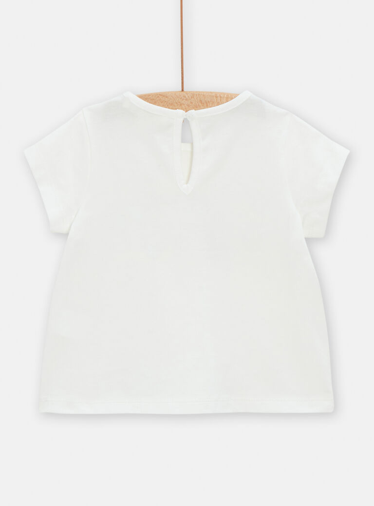 T-shirt écru à animation plage pour bébé fille
