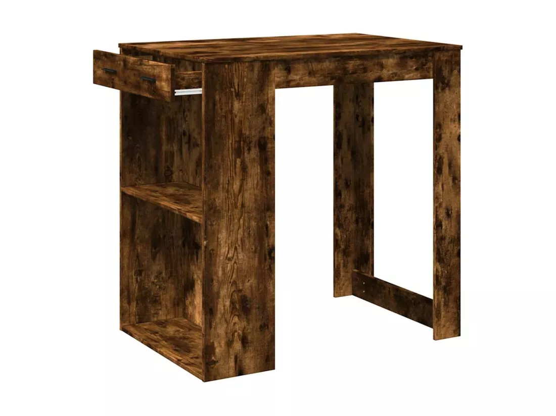 Table de bar chêne fumé 102x70x103,5 cm bois d'ingénierie