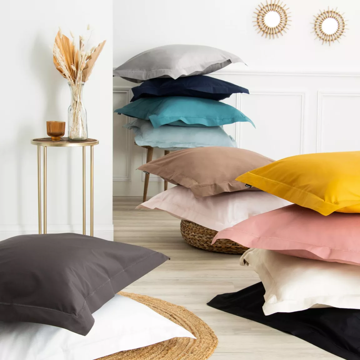 Housse de couette percale de coton (260 x 240cm) Cali Rose poudré