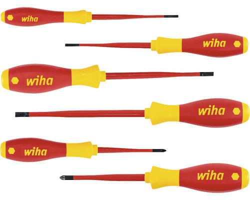 Wiha SoftFinish electric slimFix schroevendraaierset, sleuf en Pozidriv, 6-delig.