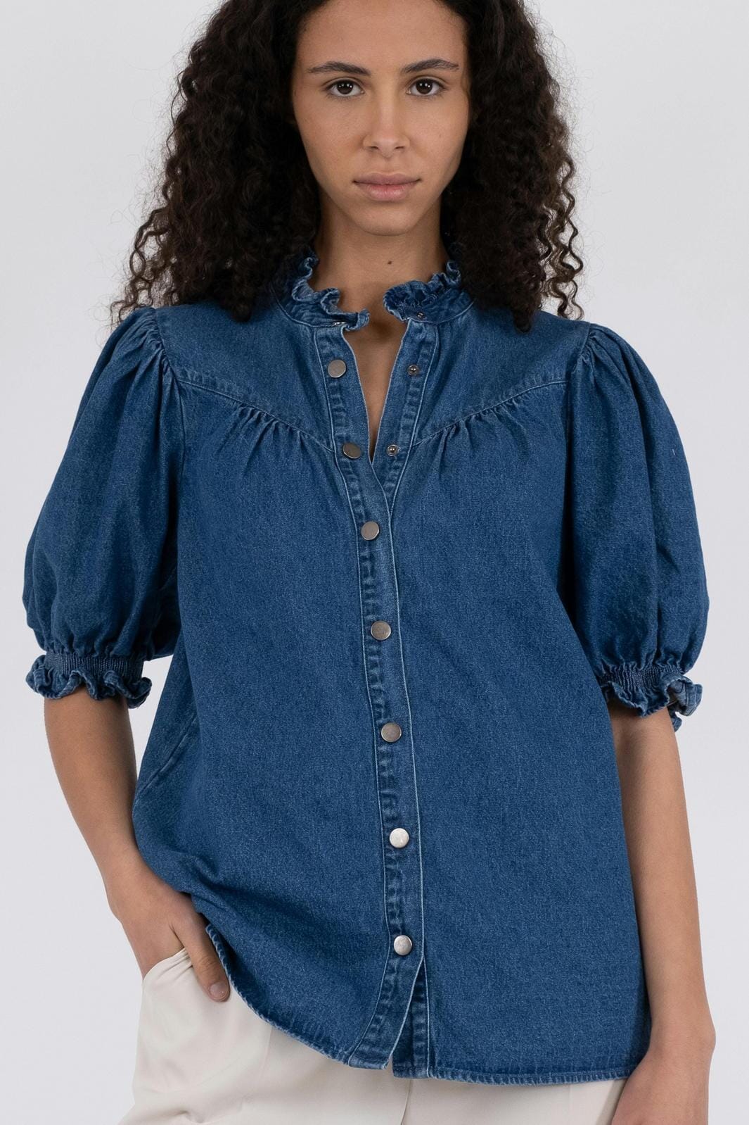 Neo Noir Avalon Denim Shirt blue