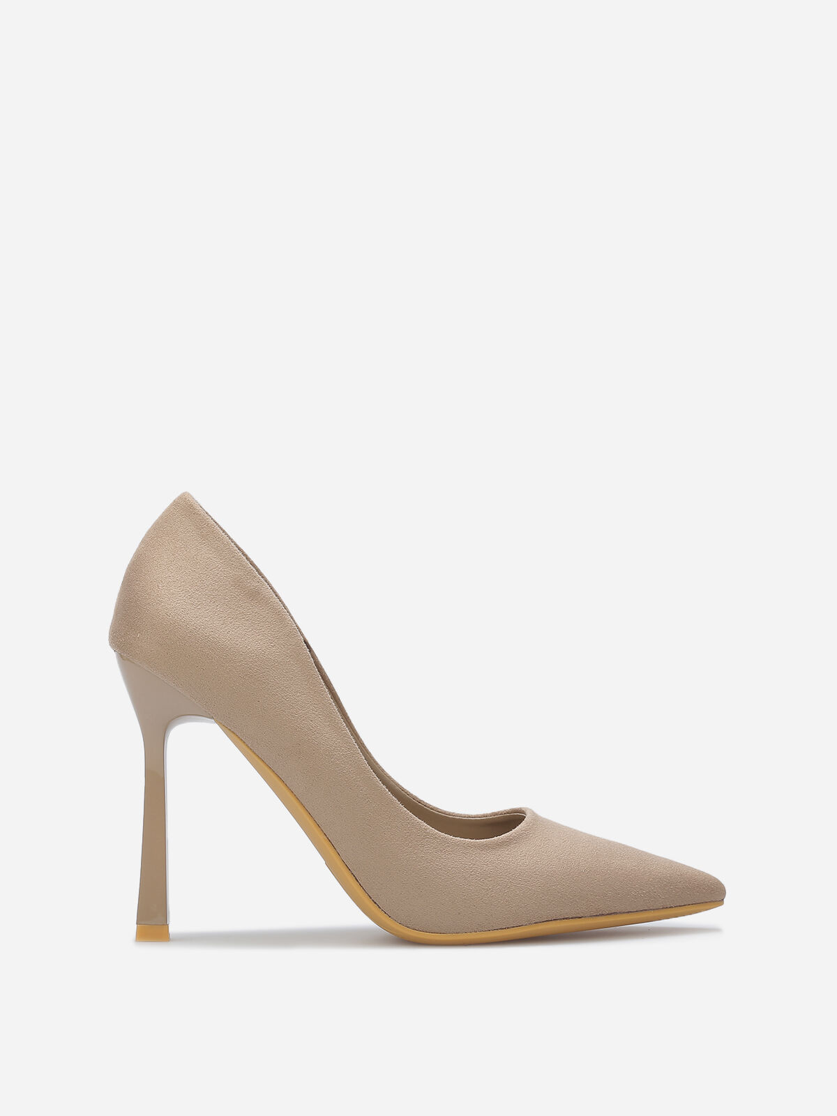 Stilettos en suédine à talon verni- Taupe