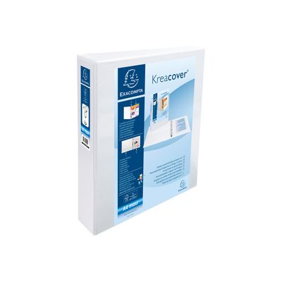 Exacompta Kreacover - Classeur à anneaux personnalisable - Dos 40 mm - A4 Maxi - pour 225 feuilles - blanc - 2 pochettes extérieures