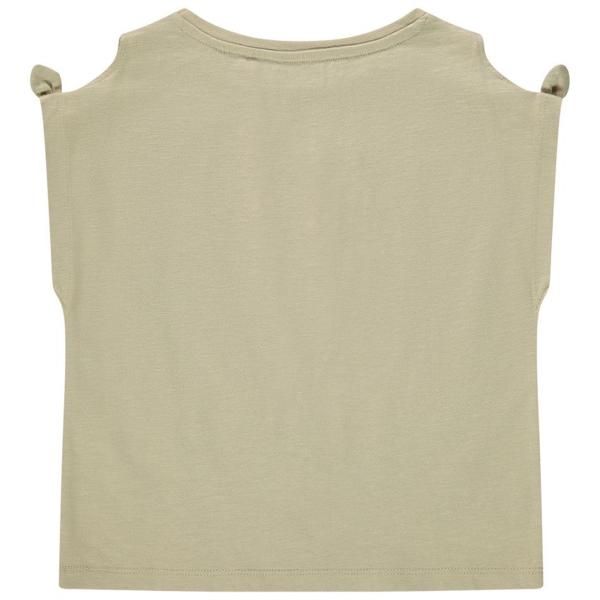 T-shirt manches courtes effet nouées avec print fantaisie pour fille - Kaki