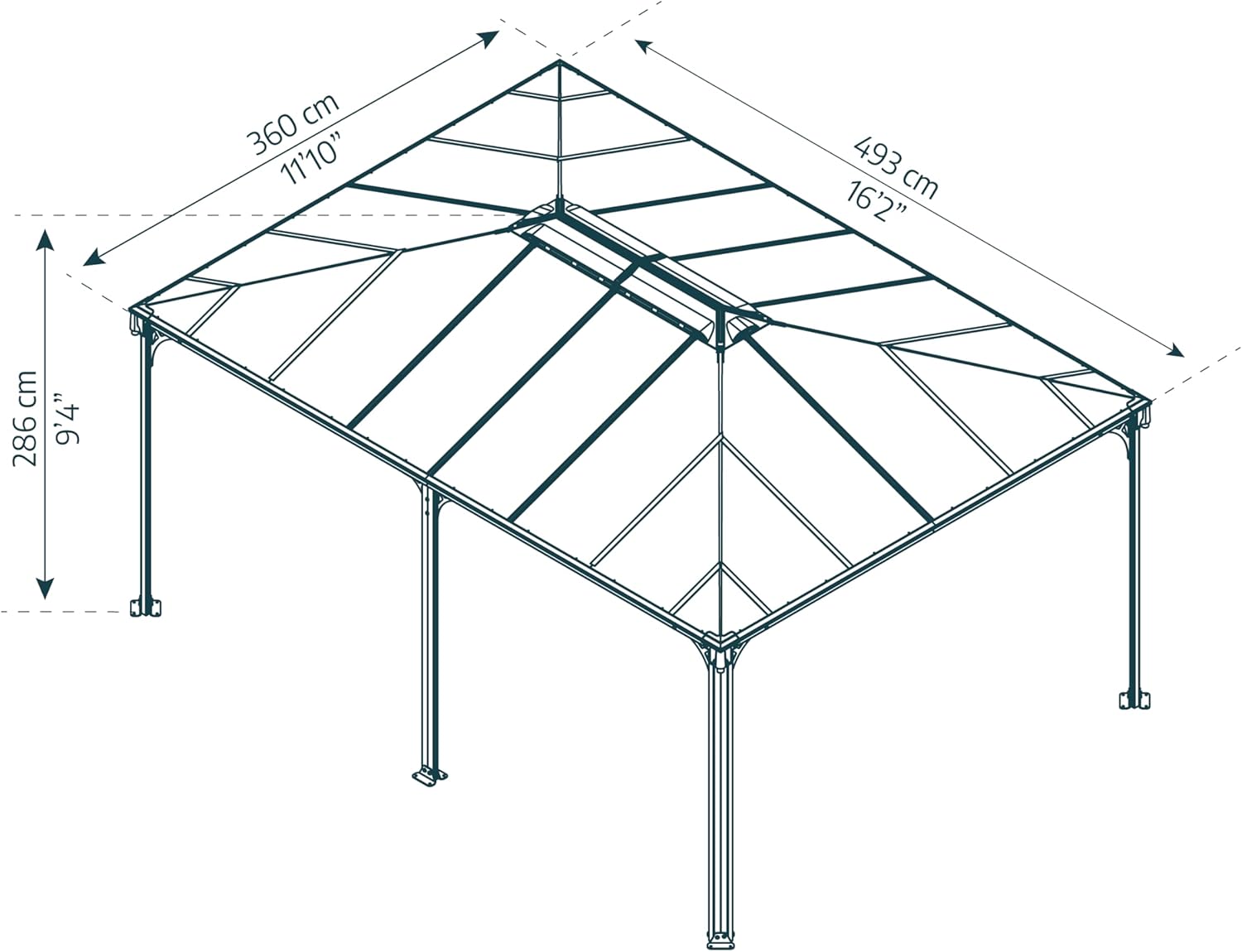 Palram Canopia Martinique 5000 Gartenpavillon: 10 Jahre Garantie. Höchst widerstandsfähig, Hardtop Pavillon 492 x359 cm. Robuste Aluminiumkonstruktion mit Dach aus Polycarbonat.