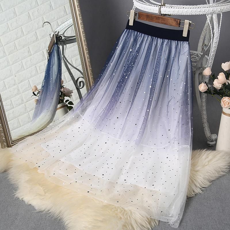 Sisyphi - Hoge taille glitter midi A-lijn rok