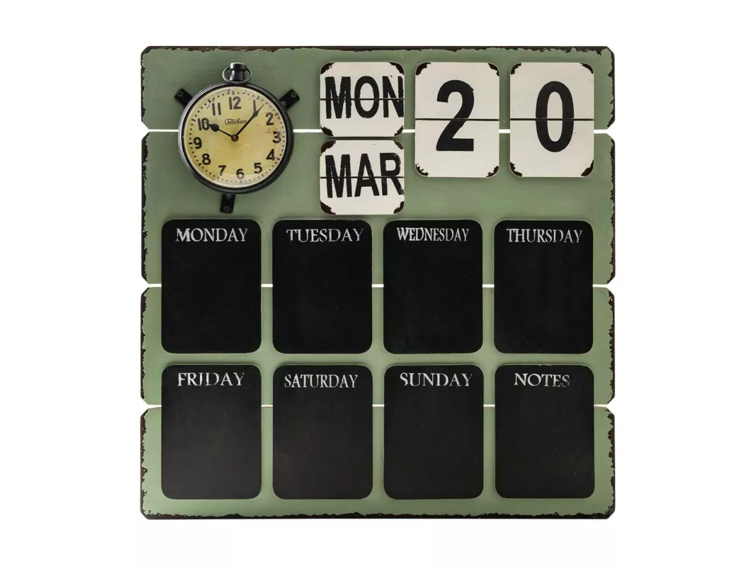 Tableau calendrier vert 70x70x7h
