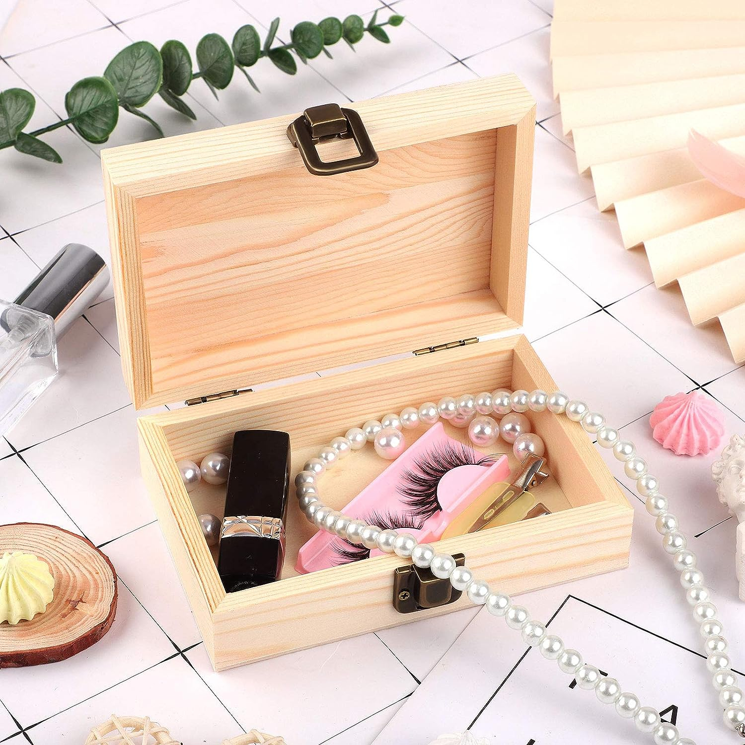 (33x24cm) Holz Kiste DIY Bastel Schatulle Aufbewahrungs Box Erinnerungskiste Geschenk Truhe - Braun