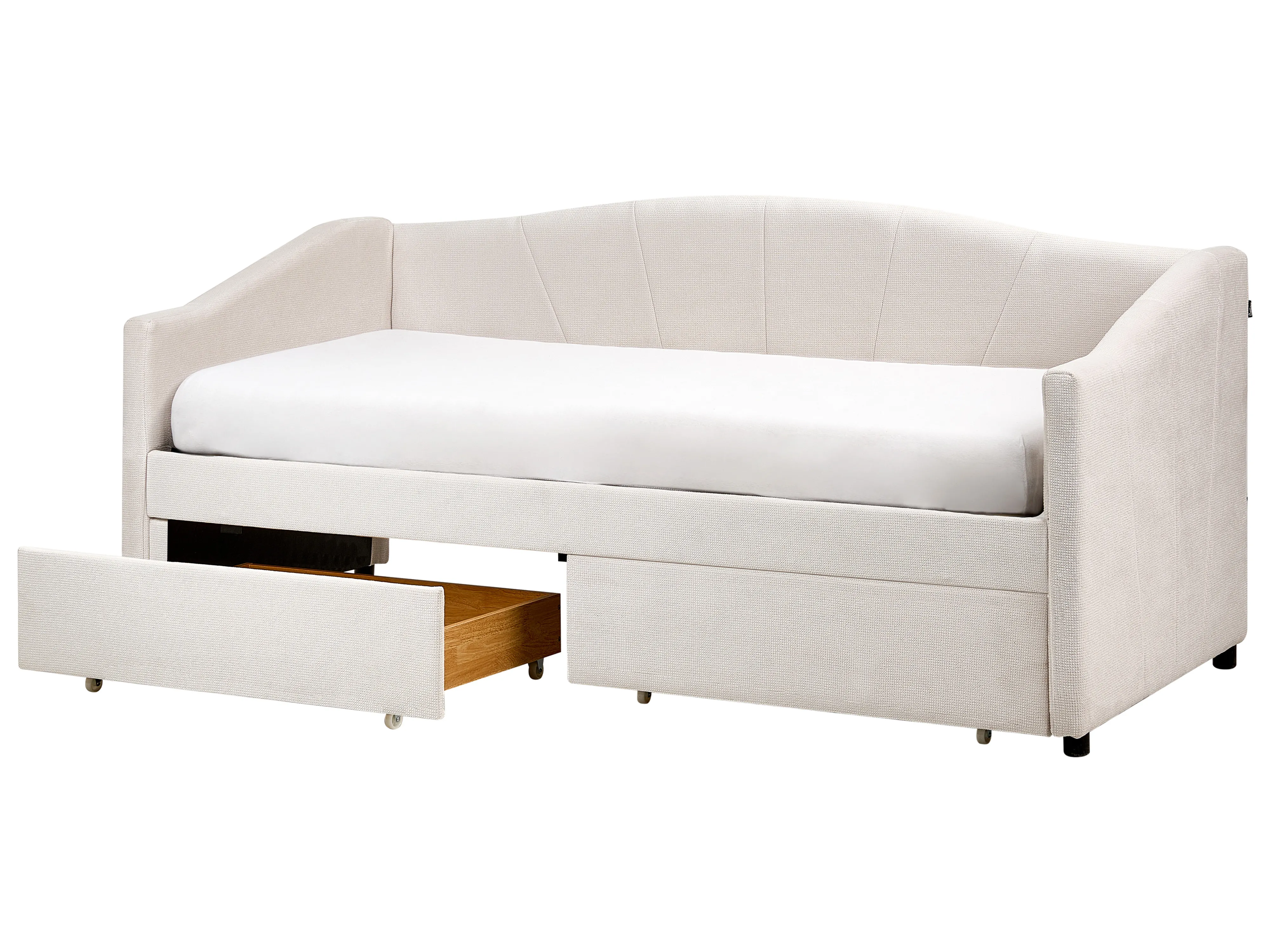 Bedbank met opbergruimte Stof VITTEL 90 x 200 cm Lichtbeige