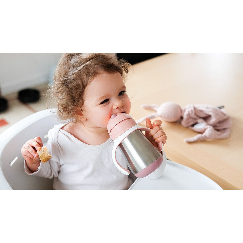 Tasse paille en inox 250 ml - Old Pink - Ecru