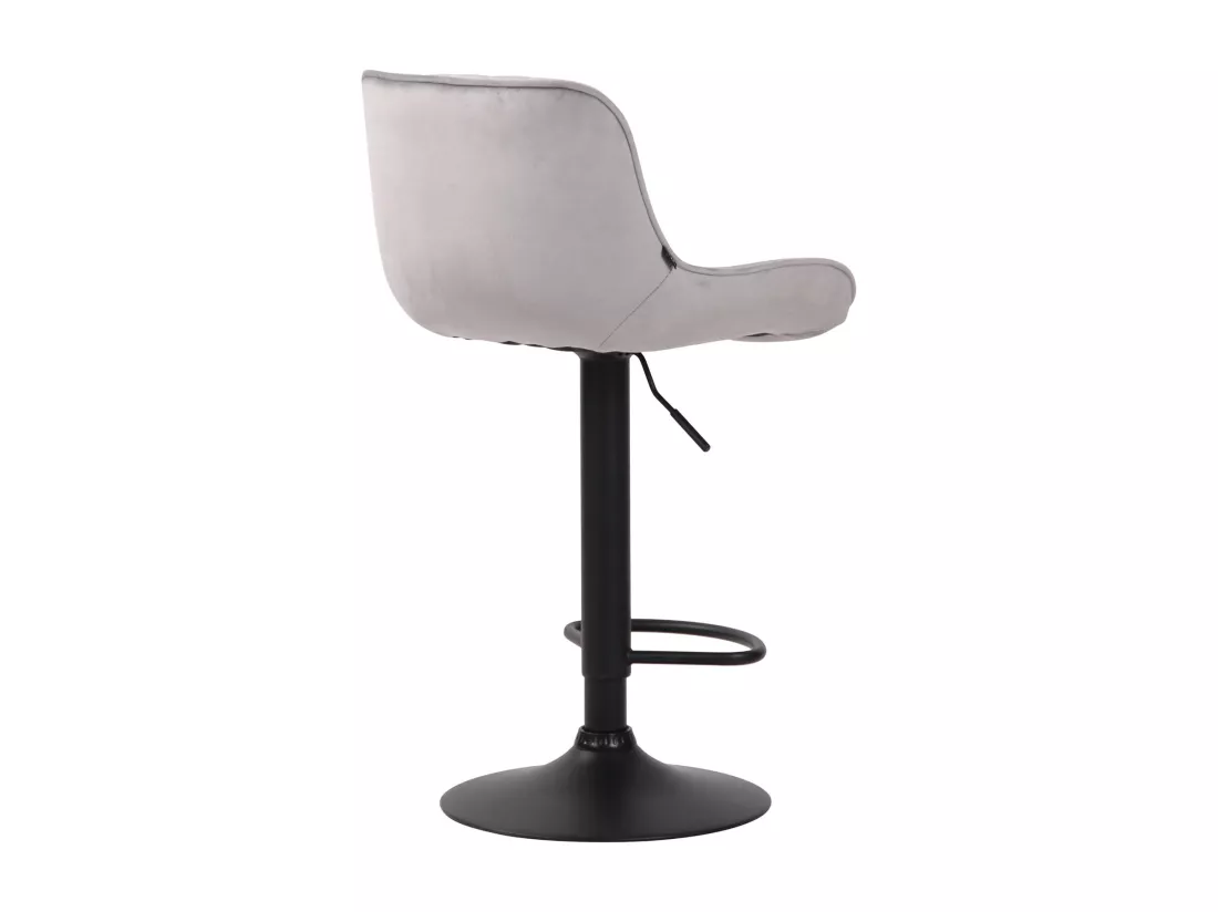 Lot de 2 Tabourets de bar - Velours & Métal - Gris - Lentini