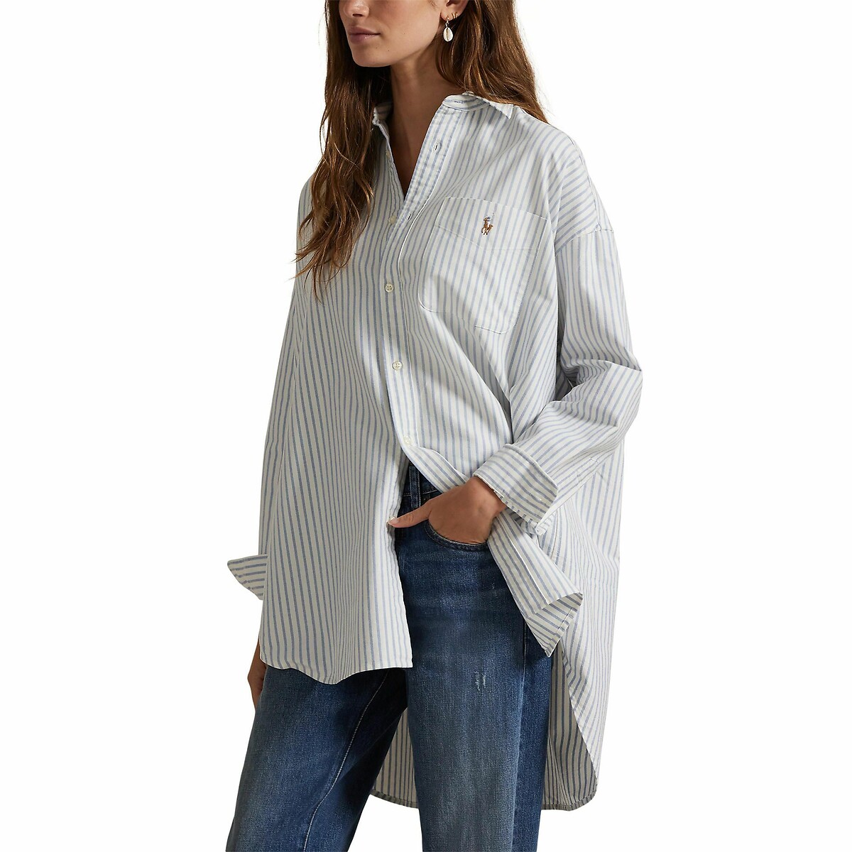 POLO RALPH LAUREN<br>Camisa Oxford com listras largas