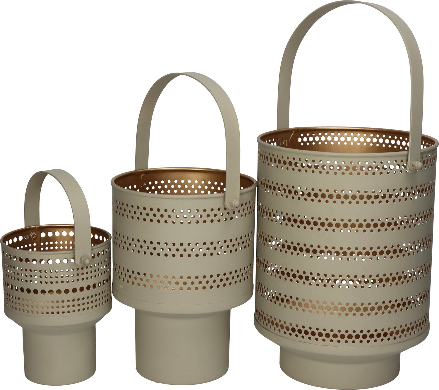HD Collection waxinelichthouder op voet beige 14 x 12 x 15 cm