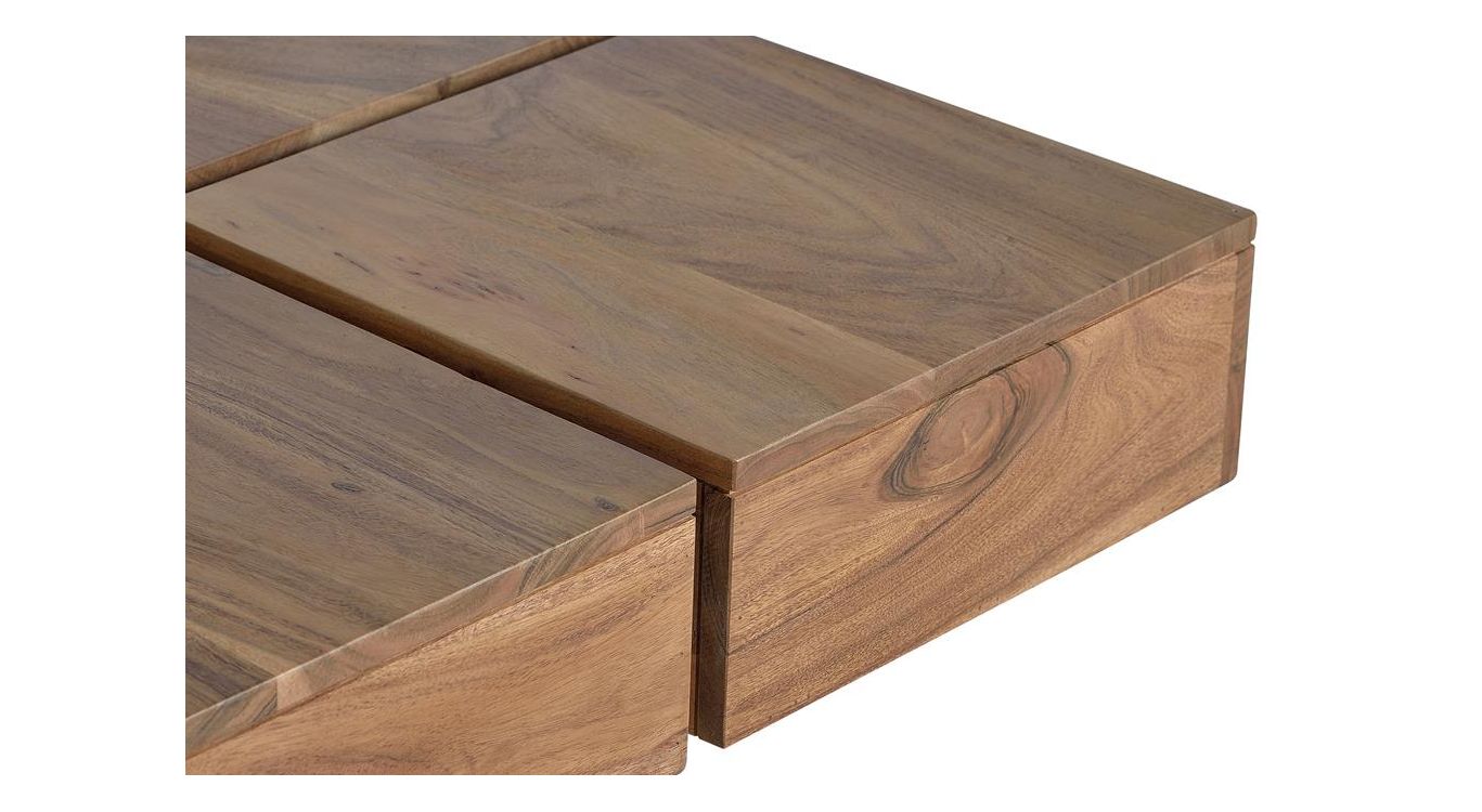 Table basse bois, fer marron 80x80x30cm - bois-fer