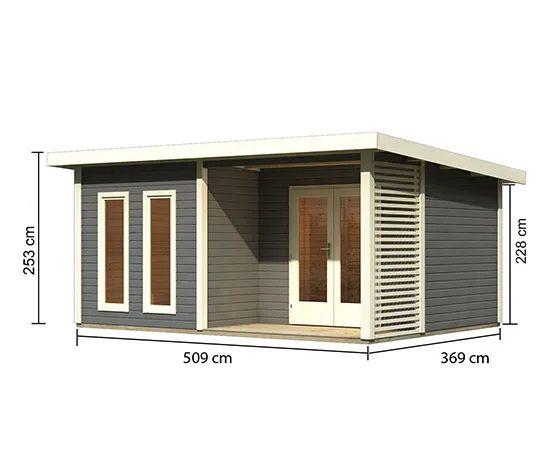 Karibu Premium-Gartenhaus, 38 mm (Altona 5), terragrau