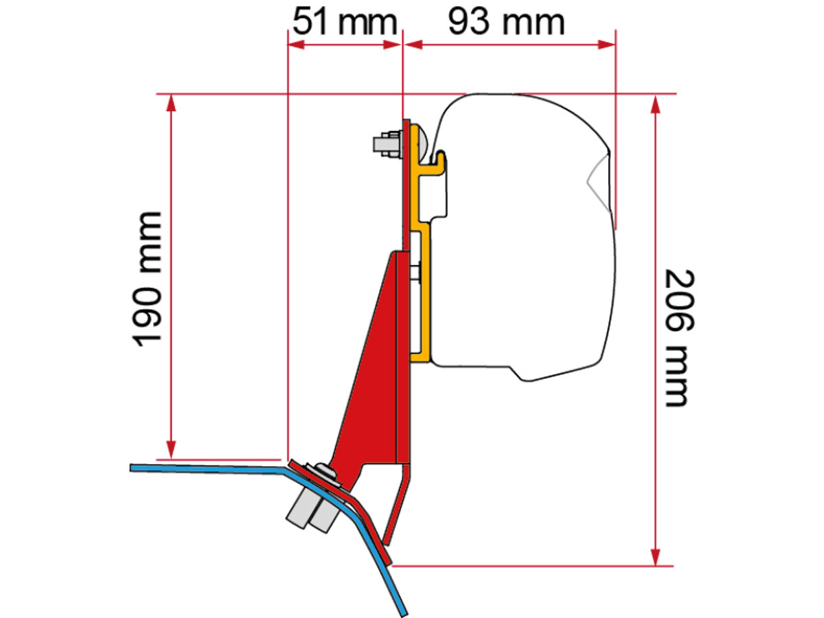 Fiamma F45/F43 adapter Custom V710/VW T7 Transporter