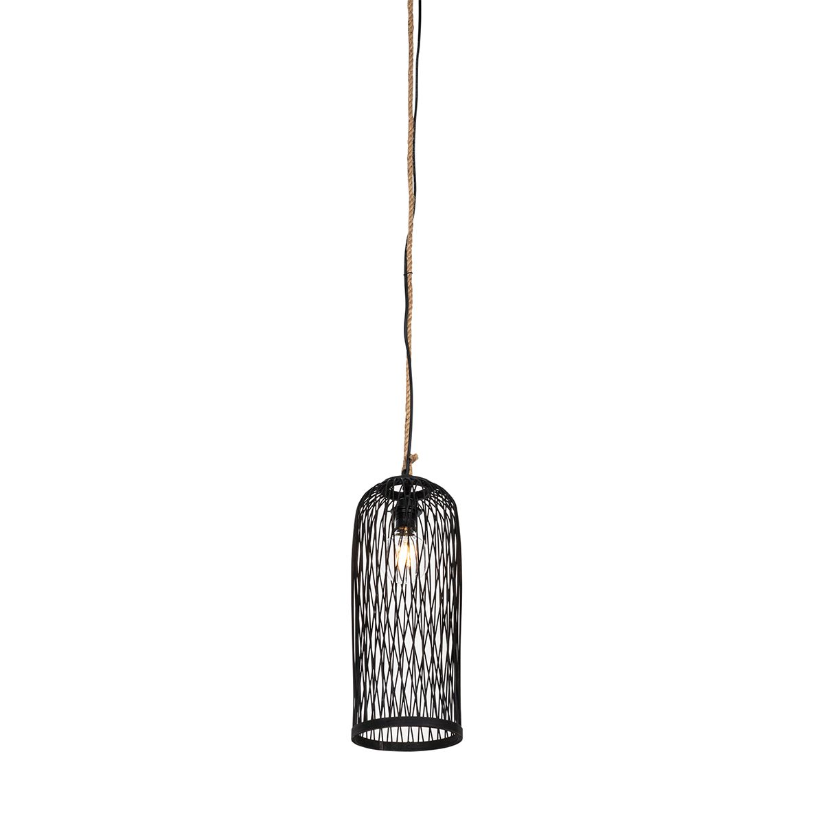 Landelijke buiten hanglamp zwart rotan 25 cm - Calamus