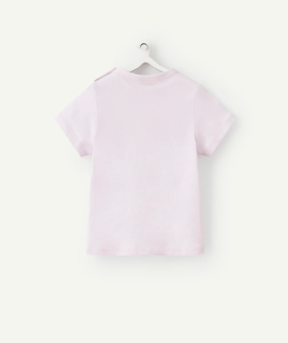 T-SHIRT BÉBÉ GARÇON MAUVE EN COTON BIO AVEC CROCODILE EN RELIEF