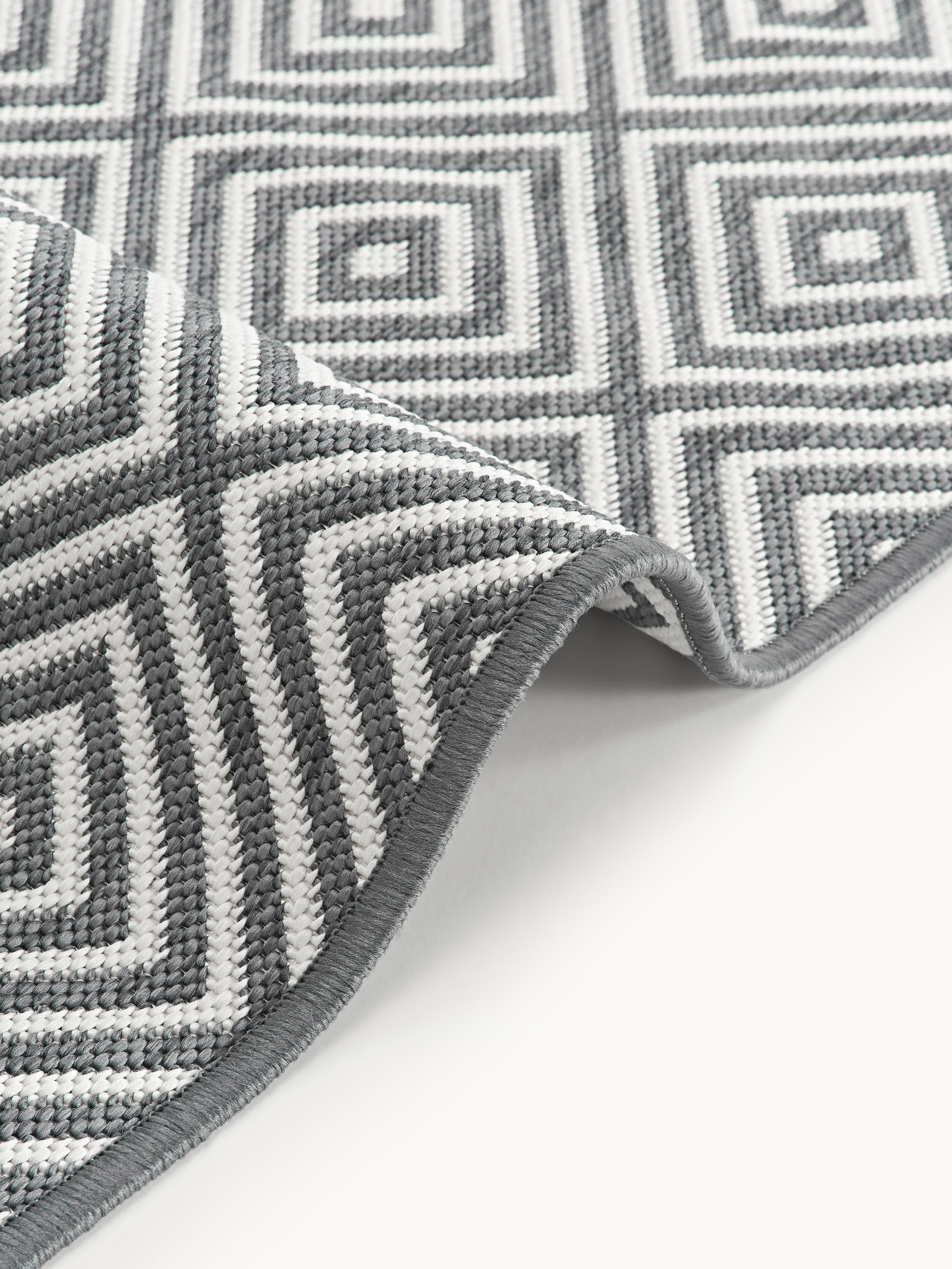 Outdoor dubbelzijdig vloerkleed Reddy met ruitjesmotief