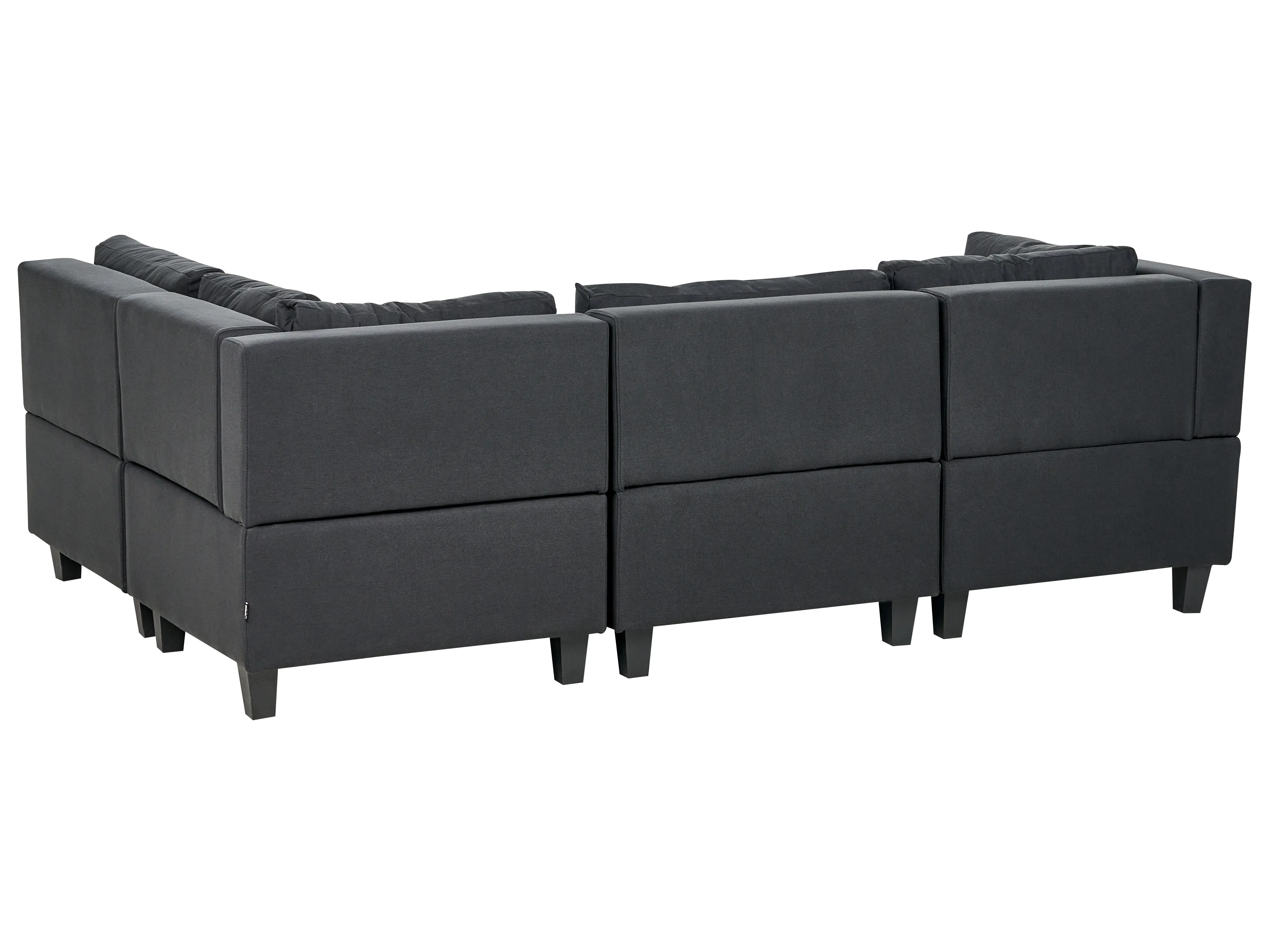 Modulaire hoekbank 4-zits UNSTAD Stof Zwart met ottomaan linkszijdig
