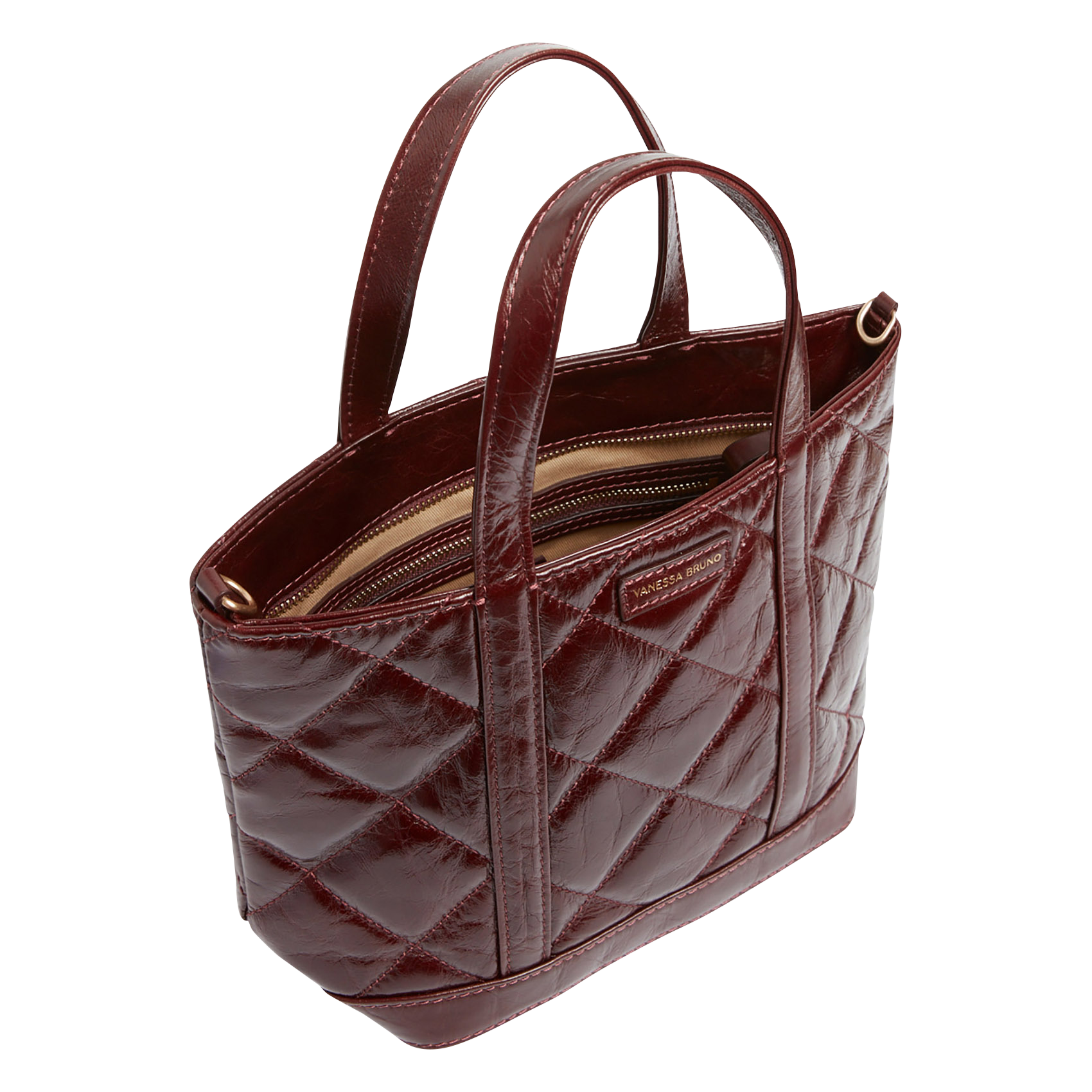 Sac épaule matelassé en cuir| Marron