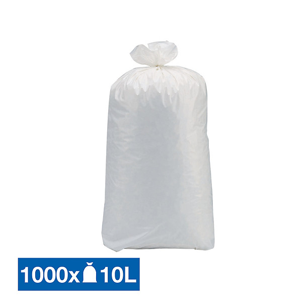 Sacs poubelle déchets lourds Tradition blancs 10 L, lot de 1000