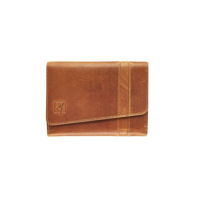 Porte-monnaie fermeture à bouton avec 3 poches fenêtres Florence - cognac - label M