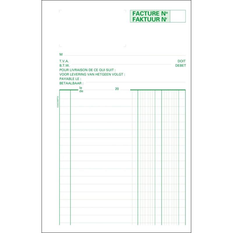 Manifold Factures 21x13,5cm 50 feuillets triple autocopiant Billingue