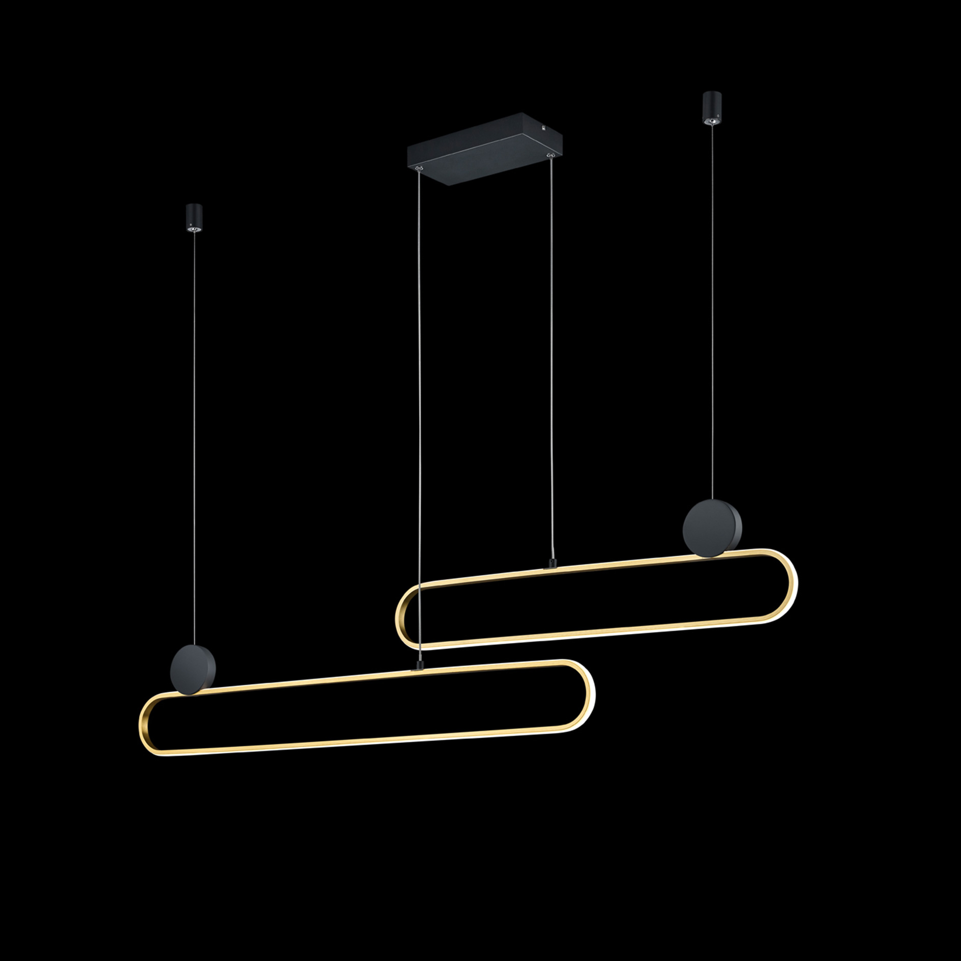 LED-Pendelleuchte - Messing - schwarz - dimmbar