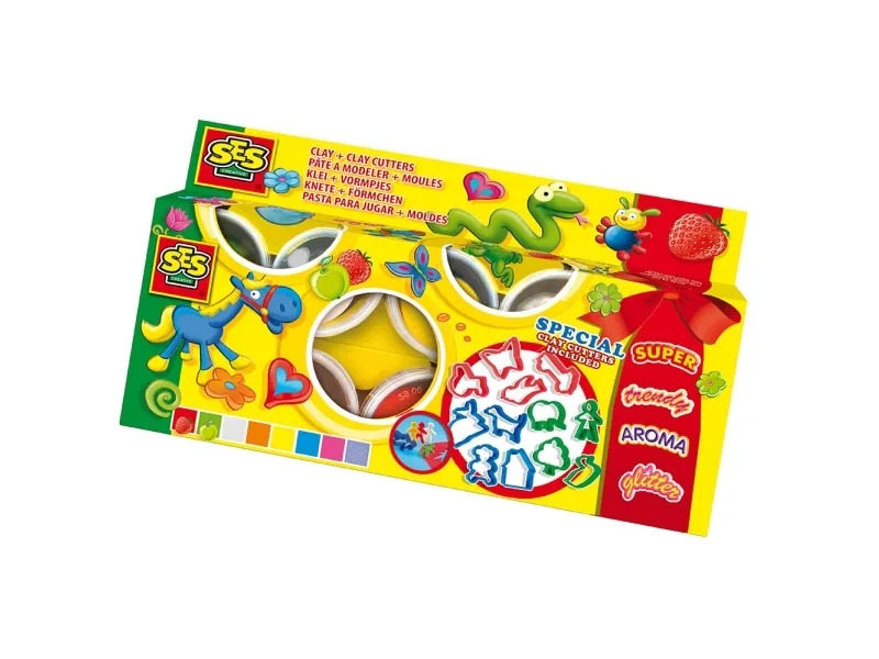 SES Modellervoks - 8 ass. farver med confetti og glimmer