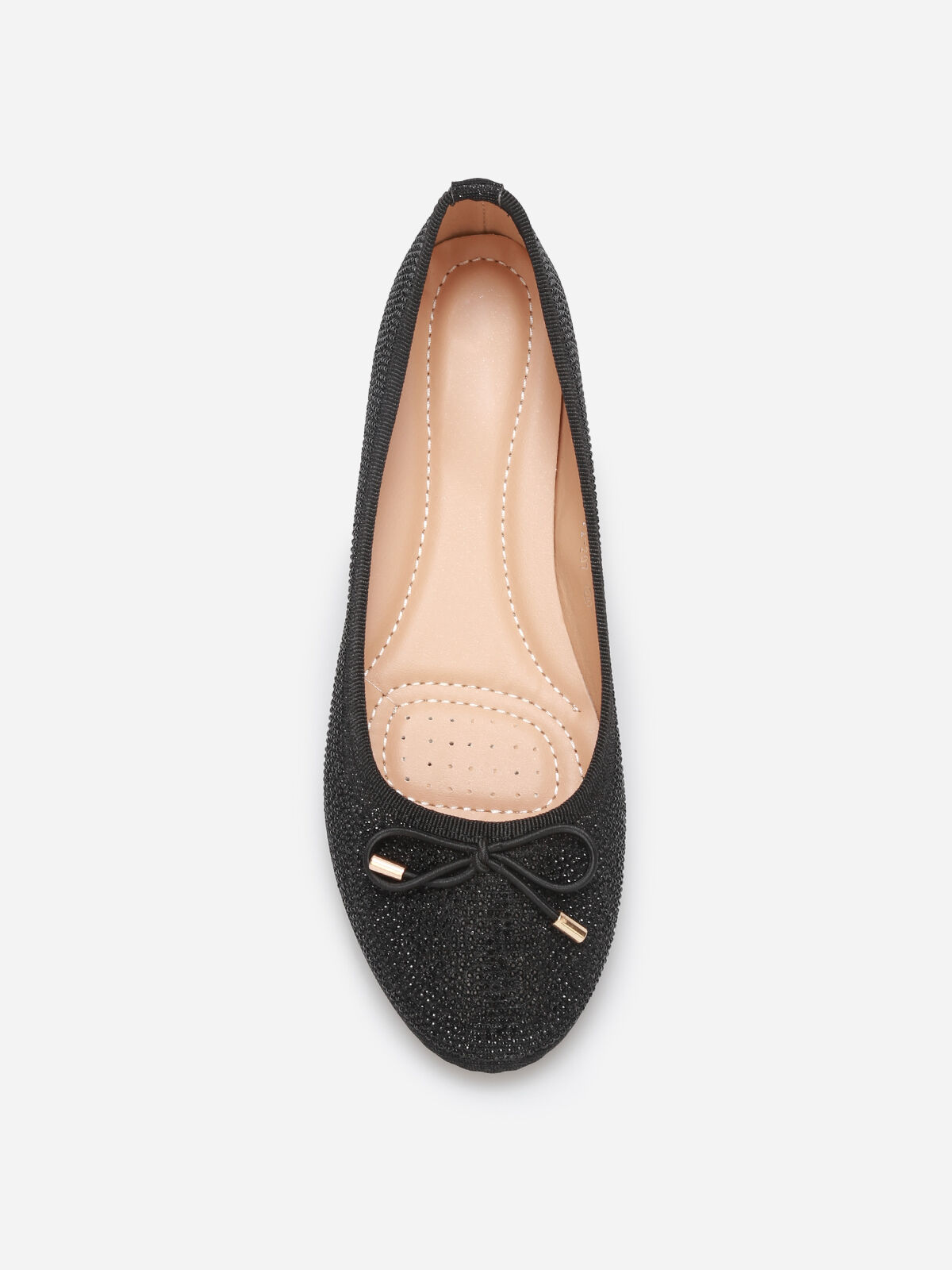 Ballerines à strass et nœud- Noir
