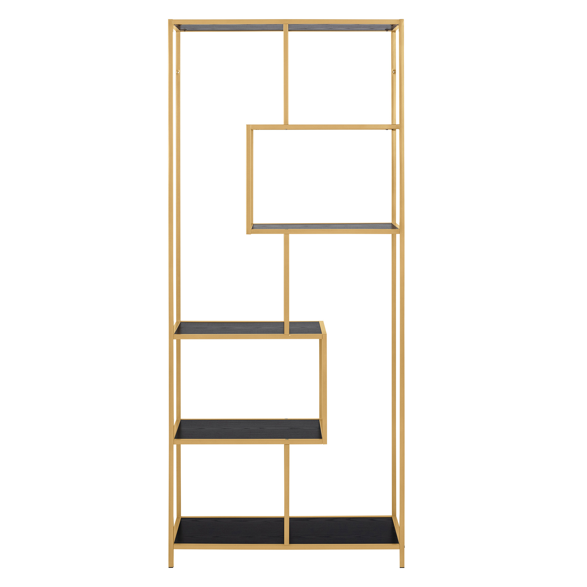 Regal SEAFORD- schwarz-goldfarben - 5 Ablagen - 77 cm