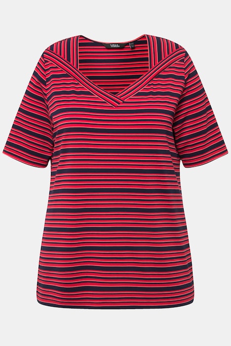 T-Shirt, Ringel, Classic, V-Ausschnitt, Halbarm