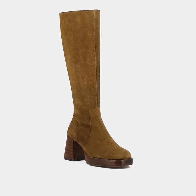 Bottes à plateformes  en croute tabac