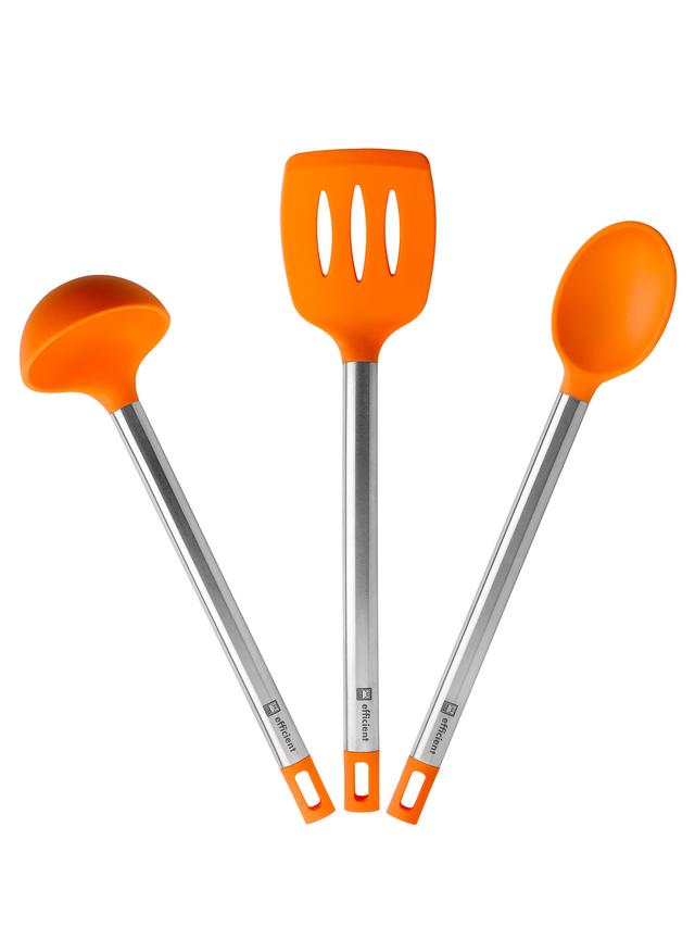 Kochlöffel aus Edelstahl mit Silikonkopf, EFFICIENT-Serie