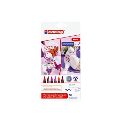 Set de 6 feutres pinceau pour porcelaine Edding 4200 – Couleurs chaudes – Résistants au lave-vaisselle