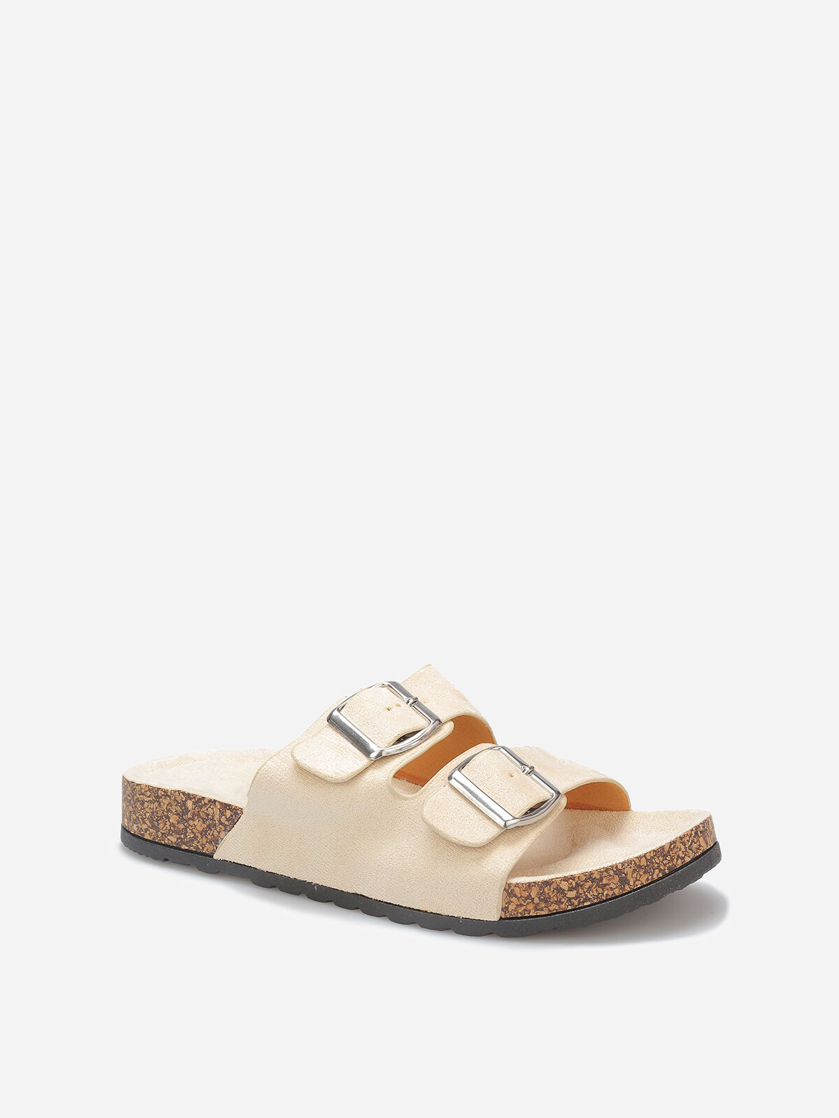 Mules en suédine à boucles oversize- Beige