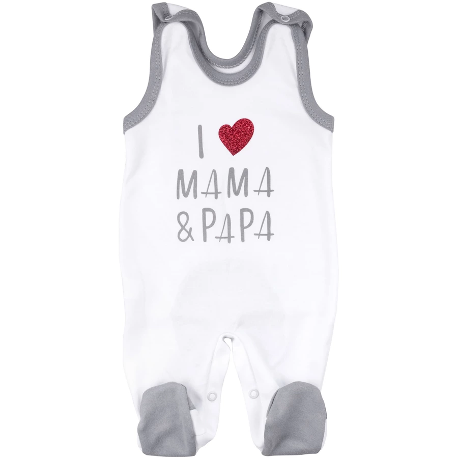 Baby Sweets 2tlg Set Strampler + Shirt I love Mama & Papa weiß grau