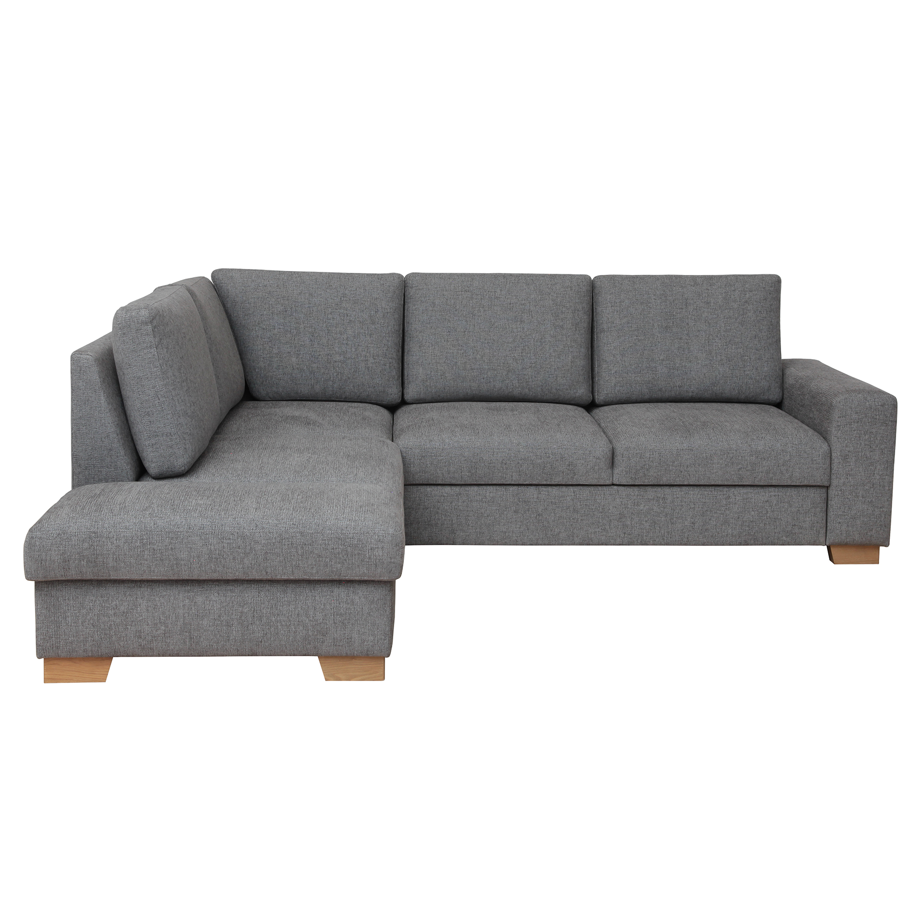 Ecksofa - grau - Liegefunktion und Staukasten - Ottomane links