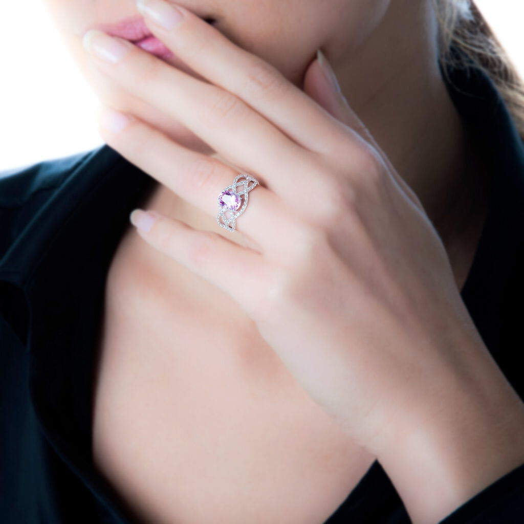 Bague Tina Or Blanc Quartz Et Diamant
