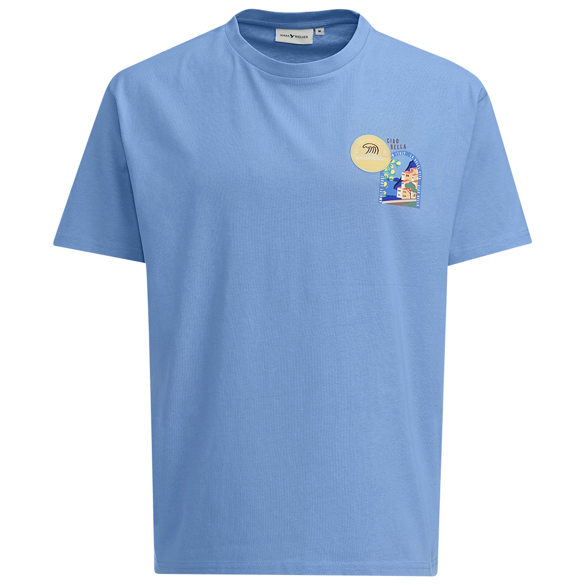 Jonas Nielsen Herren T-Shirt mit Prints und Aufnäher hellblau